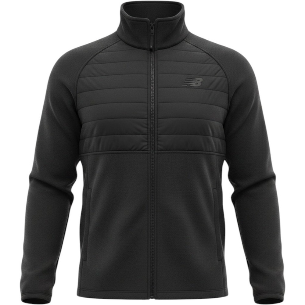 New Balance Hybrid Jacket Mens Small Black Quilted Fleece Full Zip Athletic *NEW